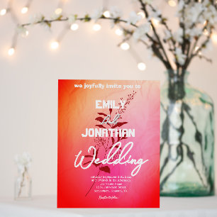 Modern pink orange watercolor typography foam board