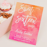 MOdern pink orange watercolor typography Sweet 16 Invitation<br><div class="desc">A modern hand painted pink orange sunset watercolor ombre Sweet 16 script typography birthday party invitation.
Don't hesitate in contacting me if you need any customization</div>