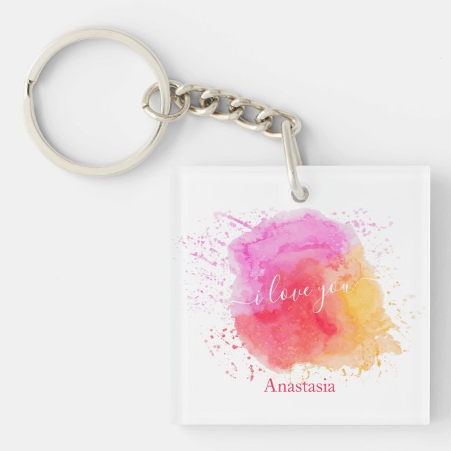 Modern Pink Paint    Keychain (Front)