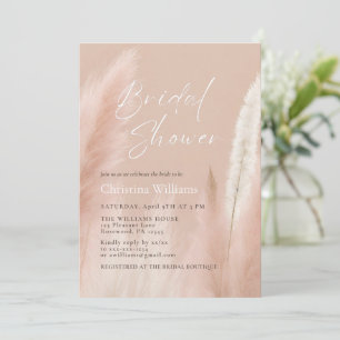 Modern Pink Pampas Grass Bridal Shower Invitation
