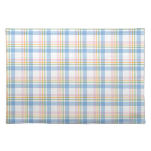 Modern Pink Pastel Check Gingham Christmas Cloth Placemat