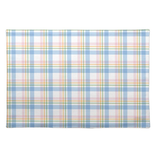 Modern Pink Pastel Check Gingham Christmas Cloth Placemat (Front)