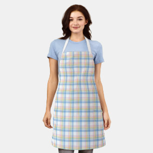 Modern Pink Pastel Gingham Christmas Apron