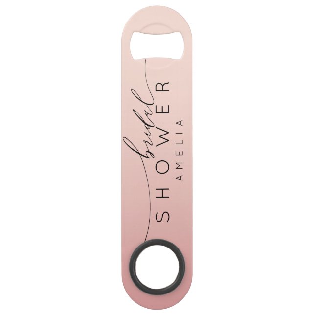 Modern Pink & Peach Ombre Bridal Shower Bar Key (Front)