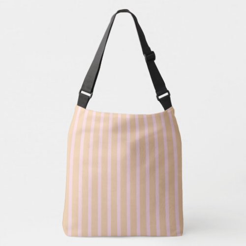 Modern Pink Peach Taffy Striped Crossbody Bag