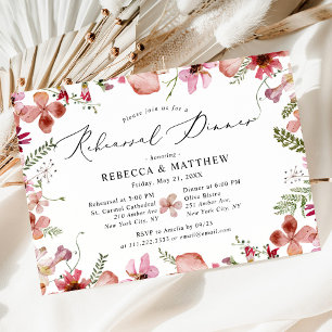 Modern Pink Peach Wedding Rehearsal Dinner Invitation