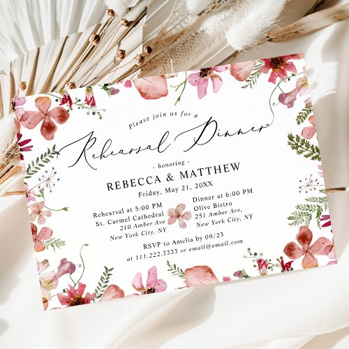 Modern Pink Peach Wedding Rehearsal Dinner  Invitation