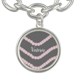 Modern Pink Pearls Name Bracelet
