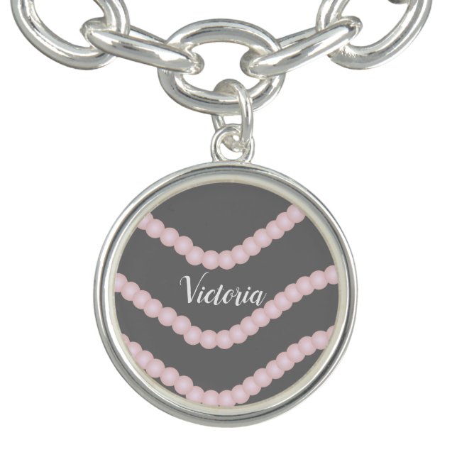 Modern Pink Pearls Name Bracelet (Design)