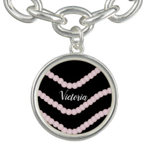 Modern Pink Pearls Name Bracelet