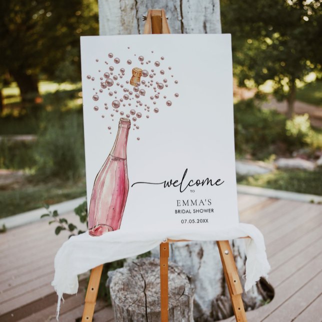 Modern Pink Pearls Prosecco Bridal Shower Welcome Foam Board (Creator Uploaded)
