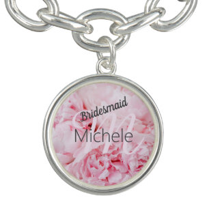 Modern Pink Peony  Bracelet
