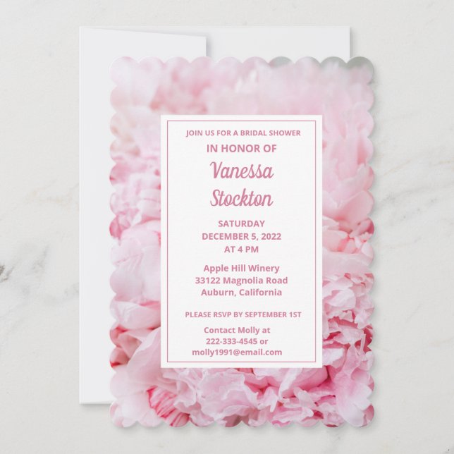 Modern Pink Peony Bridal Shower Invitation (Front)