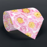 Modern Pink Peony Floral Pattern Neck Tie<br><div class="desc">Perfect choice for weddings and spring time this necktie features pink peonies on a white background. Wear as a classic neck tie for men or as a belt for women. Designed by world renowned artist ©Tim Coffey.</div>