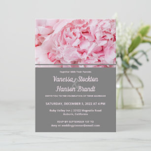 Modern Pink Peony Wedding Invitation