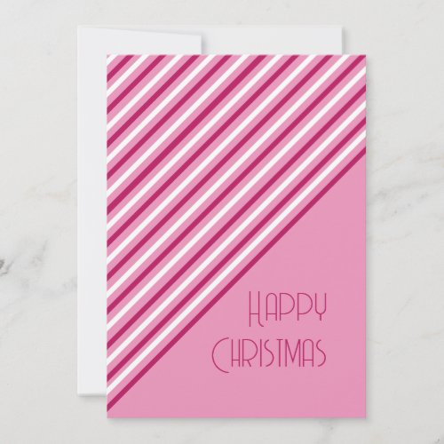 Modern Pink Peppermint Stripe Christmas Card