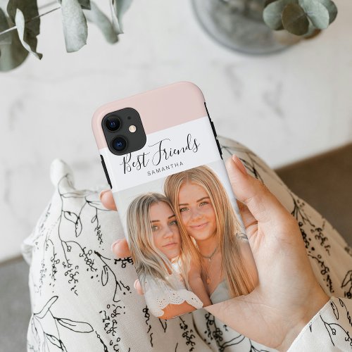 Modern Pink  Personal Photo Best Friends Gift iPhone 11 Case