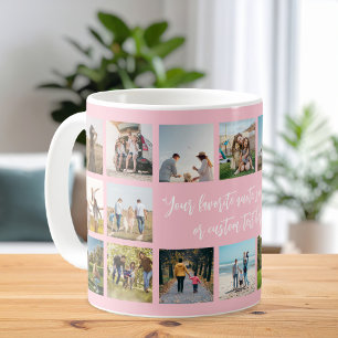 Modern Pink Personalized 18 Photo Collage Coffee Mug