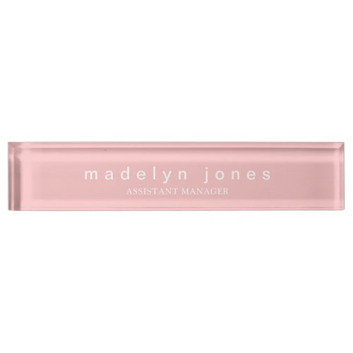 Modern Pink Personalized Desk Name Plate