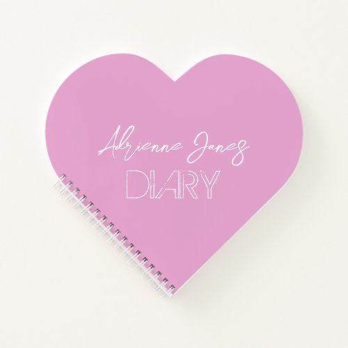 Modern Pink Personalized Heart Shaped Notebook