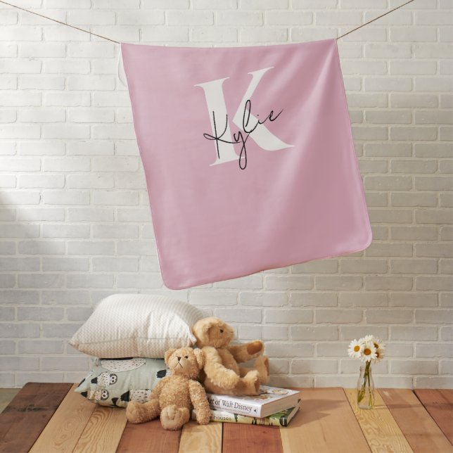 Modern Pink Personalized Monogram Name -  Baby Blanket (In Situ)