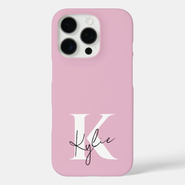 Modern Pink Personalized Monogram Name -  Case-Mate iPhone Case (Back)