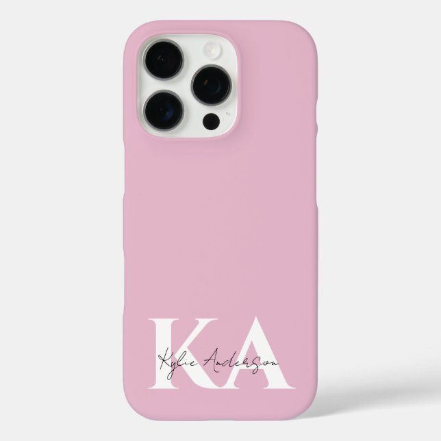 Modern Pink Personalized Monogram Name -  Case-Mate iPhone Case (Back)