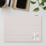 Modern Pink Personalized Monogram Name iPad Pro Cover<br><div class="desc">Custom-designed iPad cover featuring modern hand script monogram with custom initial and name.</div>