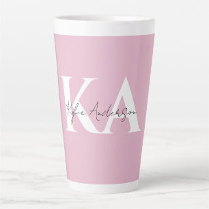 Modern Pink Personalized Monogram Name -  Latte Mug