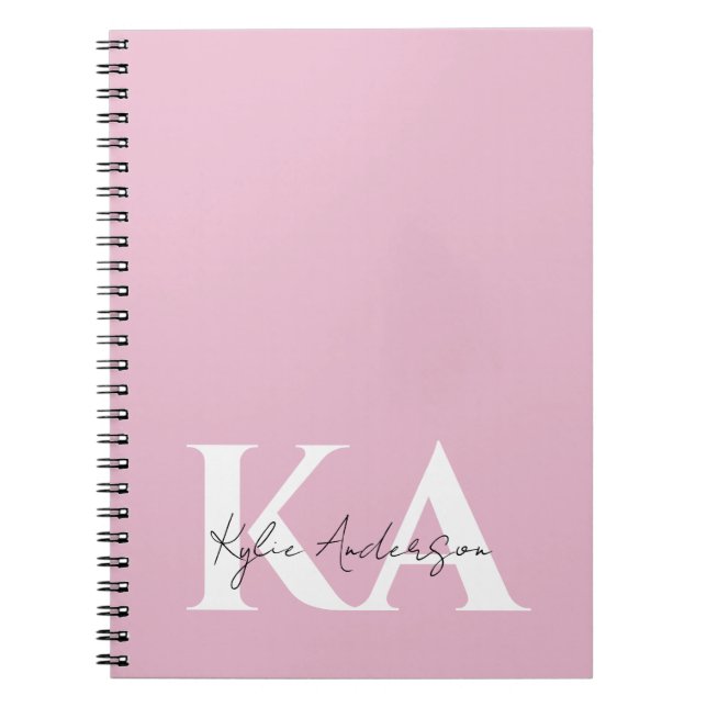 Modern Pink Personalized Monogram Name -  Notebook (Front)