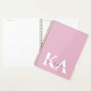 Modern Pink Personalized Monogram Name - Planner