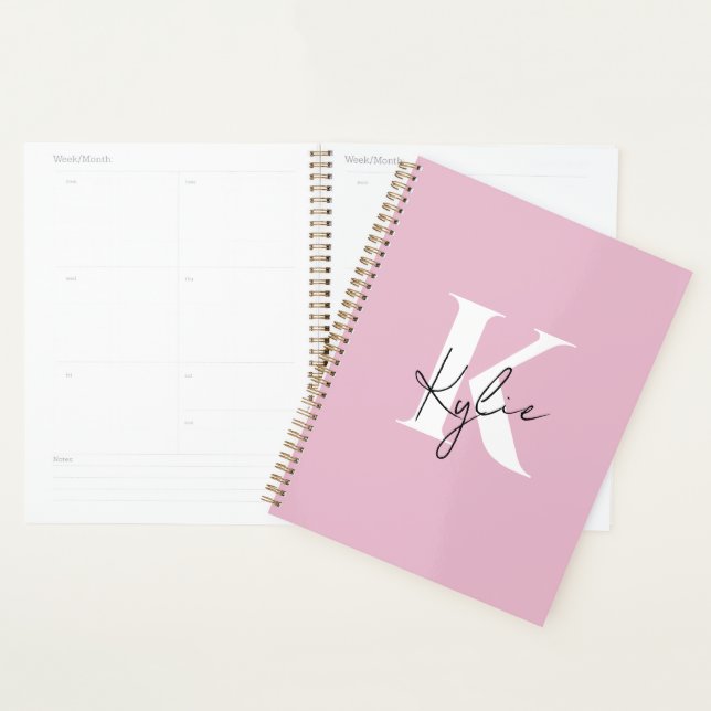 Modern Pink Personalized Monogram Name -  Planner (Display)