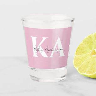 Modern Pink Personalized Monogram Name -  Shot Glass