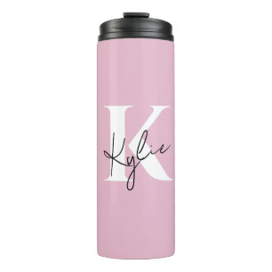 Modern Pink Personalized Monogram Name - Thermal Tumbler