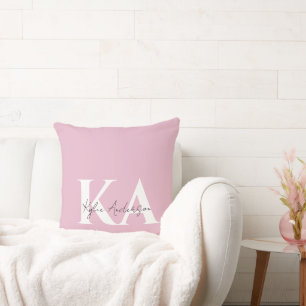 Modern Pink Personalized Monogram Name -  Throw Pillow