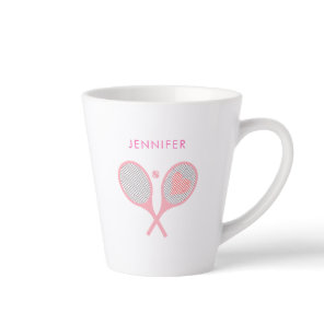 Modern Pink Personalized Name Tennis  Latte Mug