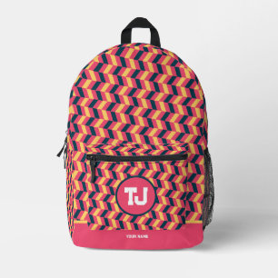 Modern Pink Personalized School Printed Backpack