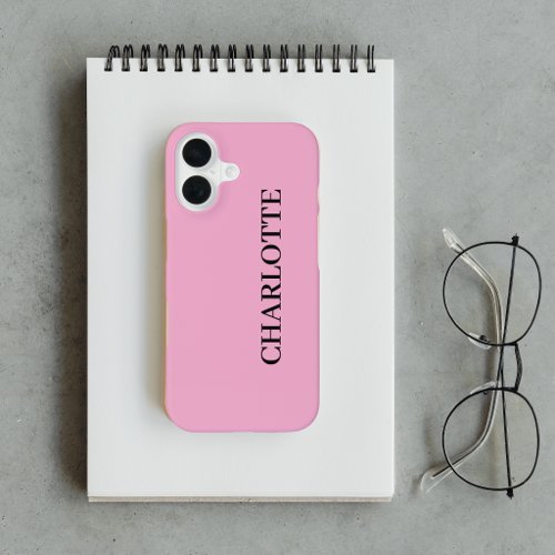 Modern Pink Personalized Script Name iPhone 16 Case