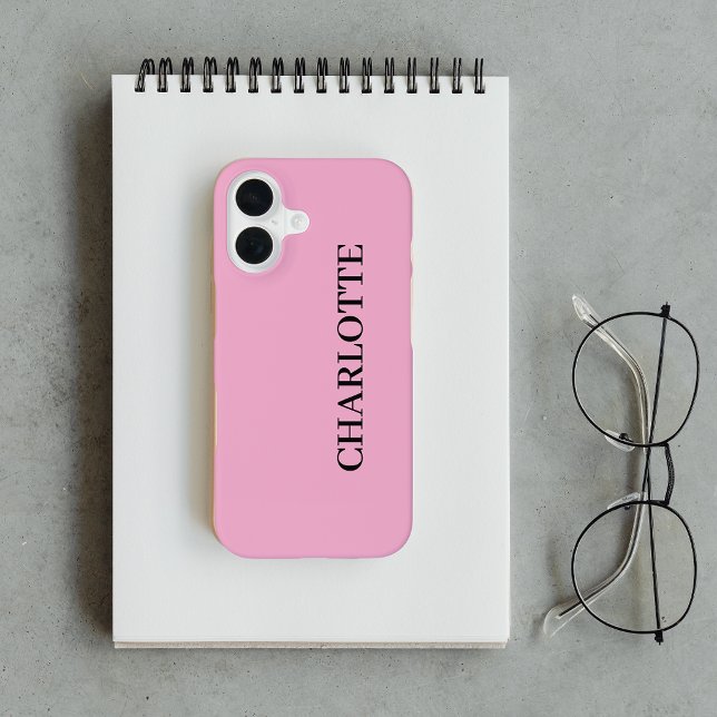 Modern Pink Personalized Script Name iPhone Case (Creator Uploaded)