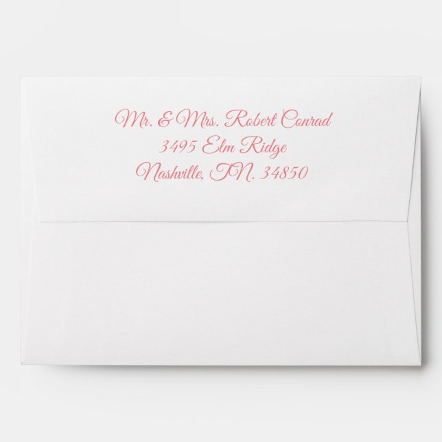 Modern Pink Personalized Simple Wedding Envelope (Back (Top Flap))