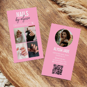 Modern Pink Photo Collage Instagram IG Business Card
