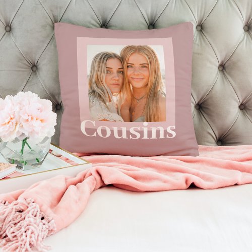 Modern Pink  Photo  Cousins Gift Throw Pillow