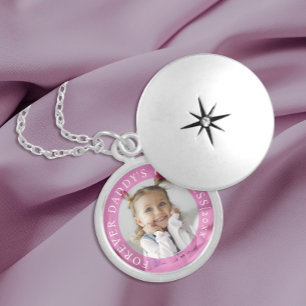 Modern Pink Photo Daughter Girl Daddy Keepsake Locket Necklace