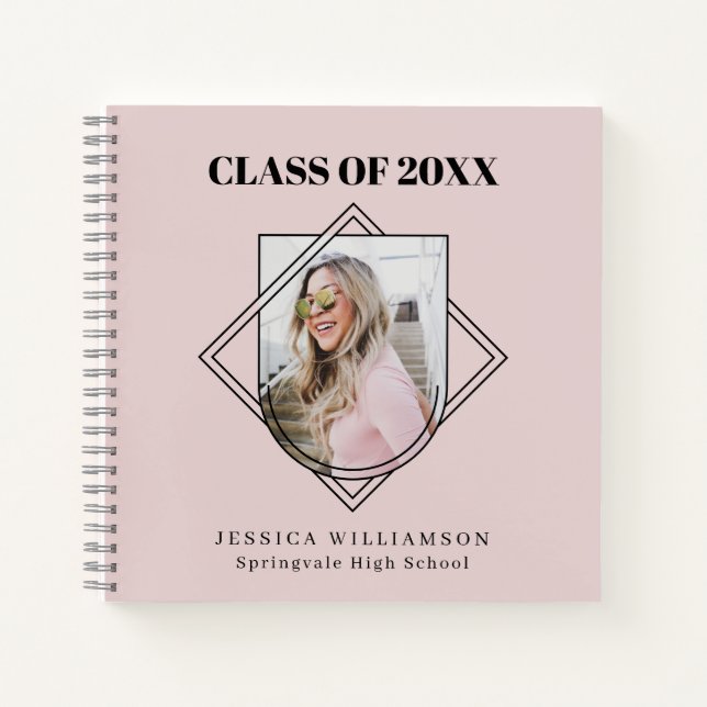 Modern Pink Photo Graduation Party Guest Book (Front)