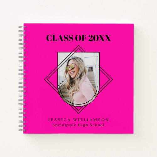 Modern Pink Photo Graduation Party Guest Book