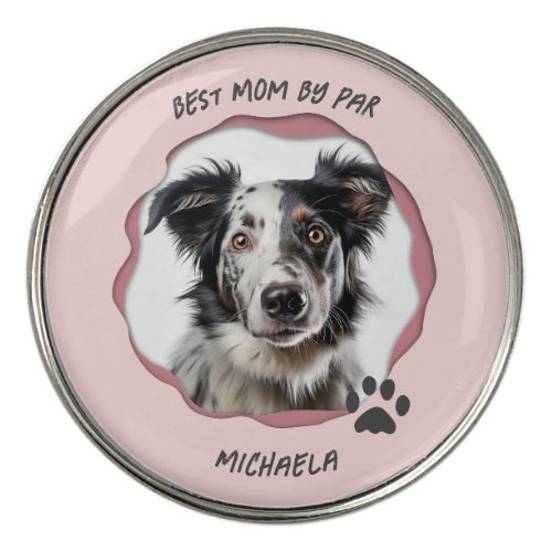 Modern Pink Photo Pet Dog Best Mom  Golf Ball Marker