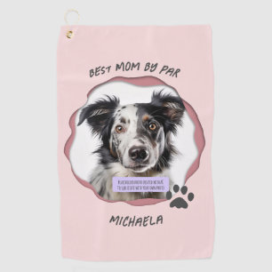 Modern Pink Photo Pet Dog Best Mom Golf Towel