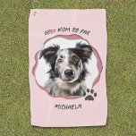 Modern Pink Photo Pet Dog Best Mom  Golf Towel