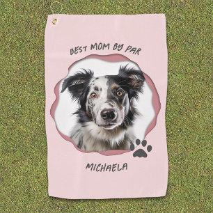 Modern Pink Photo Pet Dog Best Mom Golf Towel