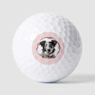 Modern Pink Photo Pet Dog Personalized Golf Balls